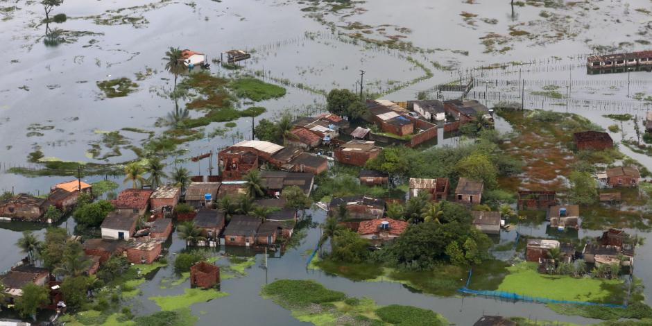 Una vista general del área inundada en Recife, en el estado de Pernambuco, Brasil.