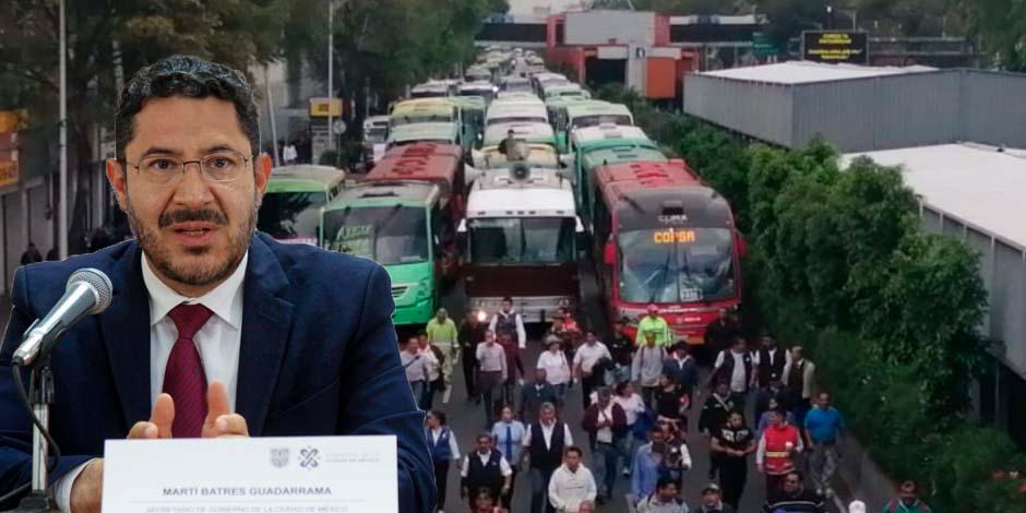 "Eso es inadmisible, no podemos estar de acuerdo", dice Martí Batres sobre el aumento de tarifas del transporte público en la capital.