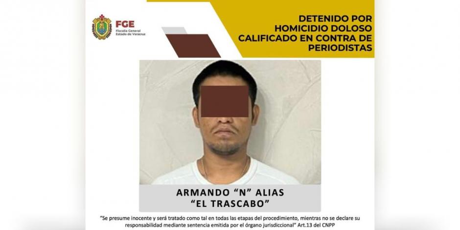 Detienen a El Trascabo, presunto homicida de dos periodistas en Veracruz.