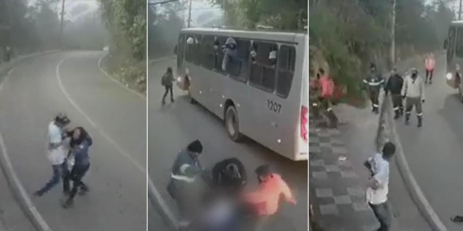 Presunto ladrón agrede a mujer y pasajeros de autobús en Argentina se bajan a defenderla.