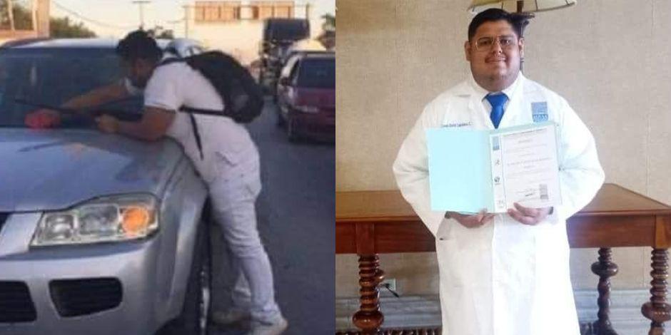 Joven que se volvió viral por limpiar parabrisas logró graduarse de la licenciatura Médico Cirujano.