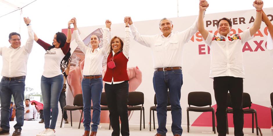 Dirigentes nacionales de Morena festejaron los avances en Tlaxcala.