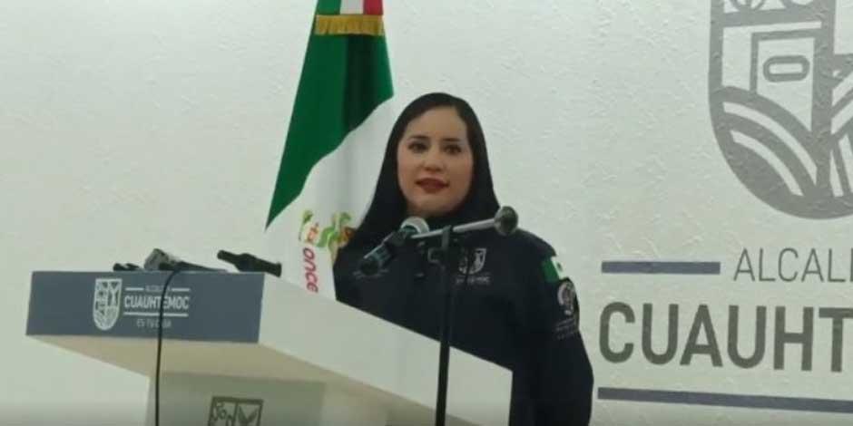 Sandra Cuevas en conferencia tras notificación de inhabilitación