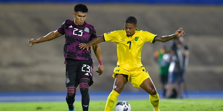 Una acción del Jamaica vs México, partido del Grupo A de la Liga de Naciones CONCACAF, en el National Stadium Independence Park, el 14 de Junio del 2022.
