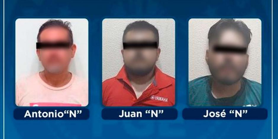 Antonio "N", Juan "N" y José "N" fueron los detenidos