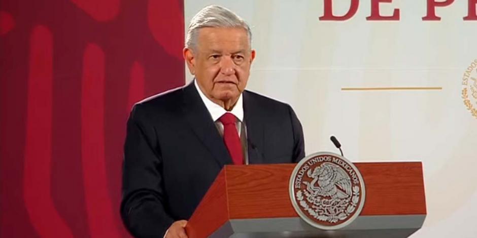 El Presidente Andrés Manuel López Obrador esta mañana en conferencia de prensa