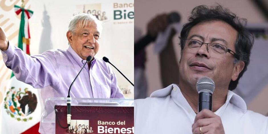 Presidente Andrés Manuel López Obrador y Gustavo Petro, virtual candidato ganador de los comicios presidenciales en Colombia 