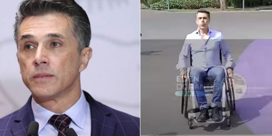 Sergio Mayer se cae al intentar andar en silla de ruedas