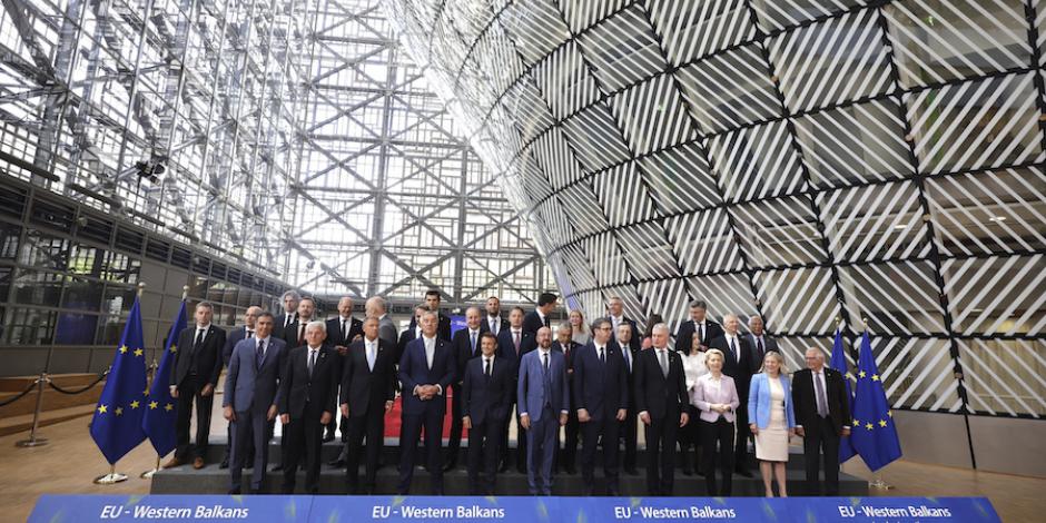 Líderes de la Unión Europea, durante la cumbre en Bruselas, ayer.