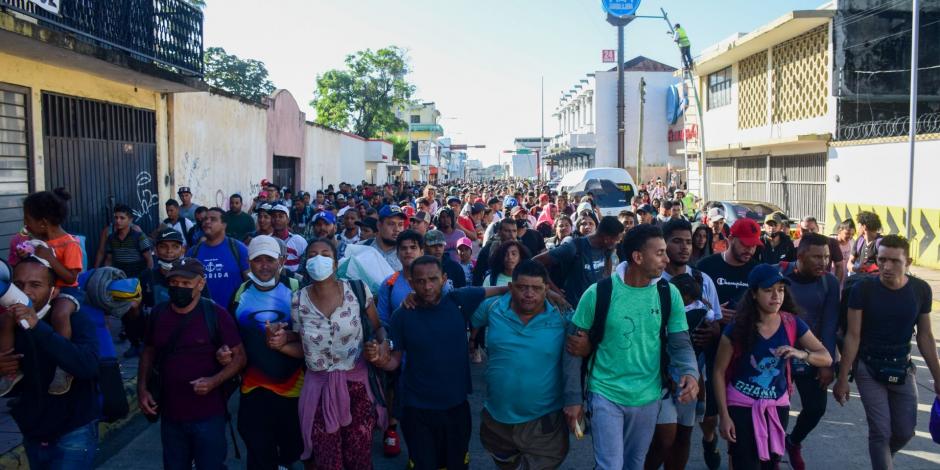 Migrantes en el sur de México en su camino a Estados Unidos.