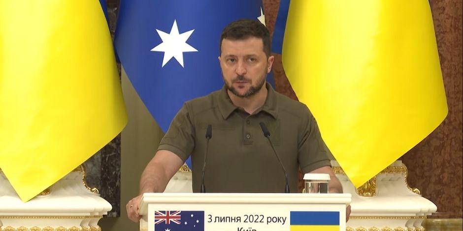 Volodimir Zelenski en conferencia de prensa.