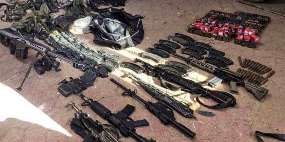 Armas incautadas por el Ejército mexicano.
