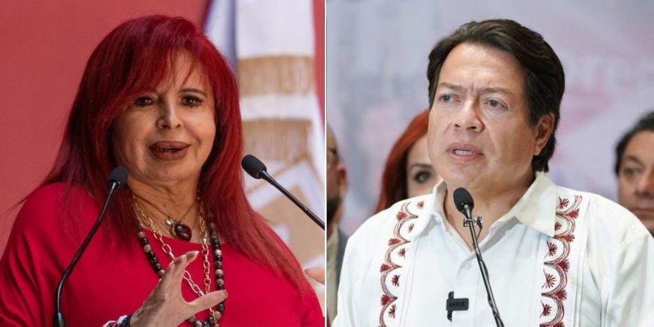 La gobernadora de Campeche, Layda Sansores, y el dirigente nacional de Morena, Mario Delgado.