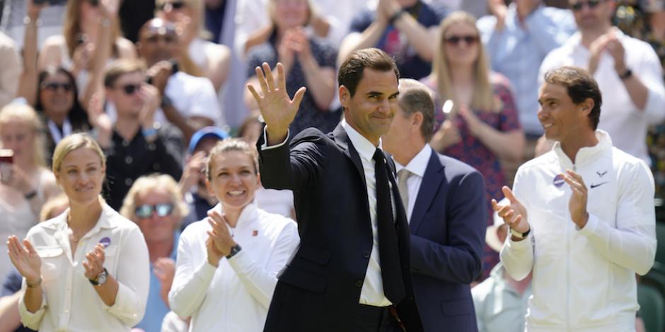 Roger Federer, en su homenaje en Wimbledon.
