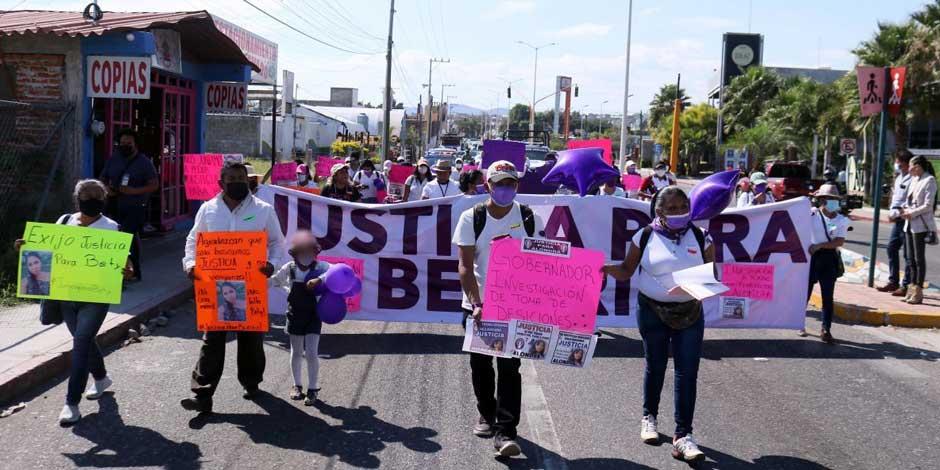 Un aspecto de la marcha realizada contra feminicidios en Morelos, el pasado 27 de enero