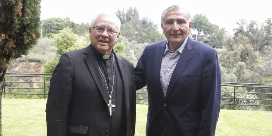 Adán Augusto López se reunió con el cardenal arzobispo José Francisco Robles Ortega.