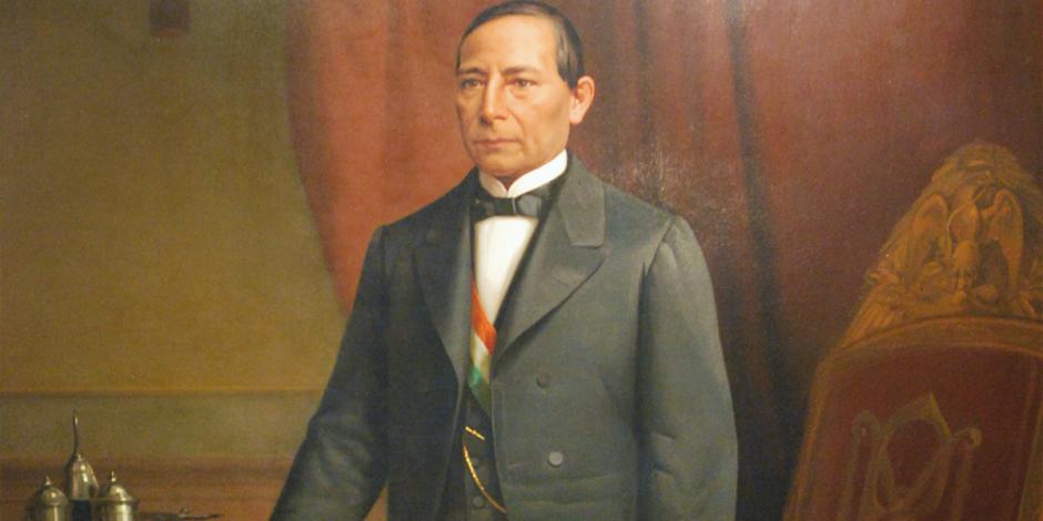 Arriba, retrato de Benito Juárez que se encuentra en Palacio Nacional; abajo, imagen de su funeral.