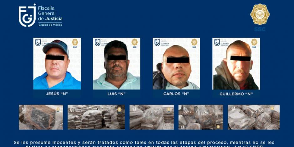 Autoridades de la CDMX detuvieron a sujetos de Sinaloa que traficaban droga. 