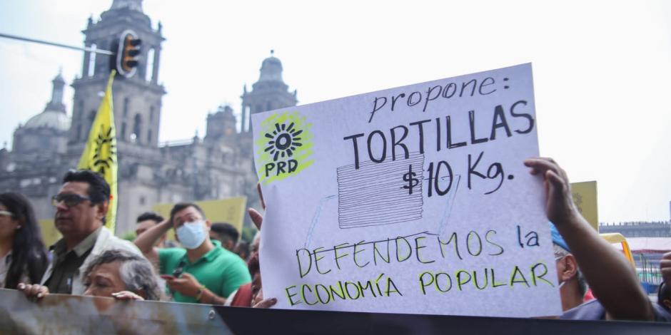 Protesta por segunda ocasión PRD por subsidio de la tortilla.
