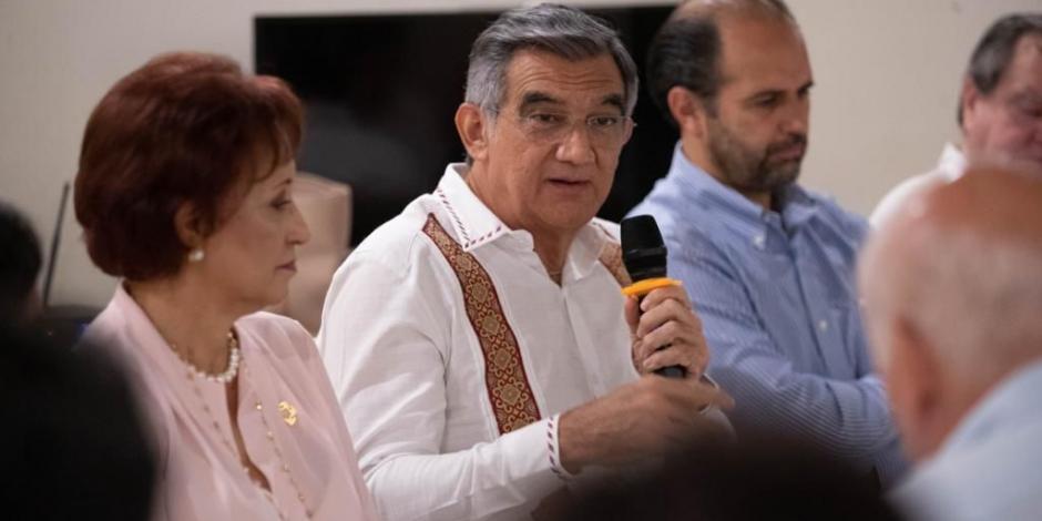 El gobernador electo de Tamaulipas, Américo Villarreal, durante su participación en las Mesas Ciudadanas de Seguridad y Justicia.