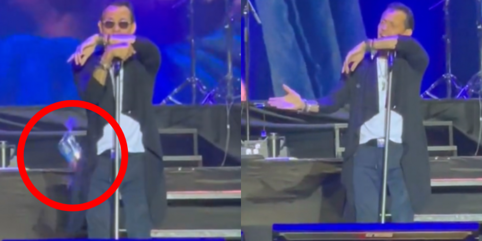 Marc Anthony pide aguardiente en un show... y le dan un botellazo (VIDEO)