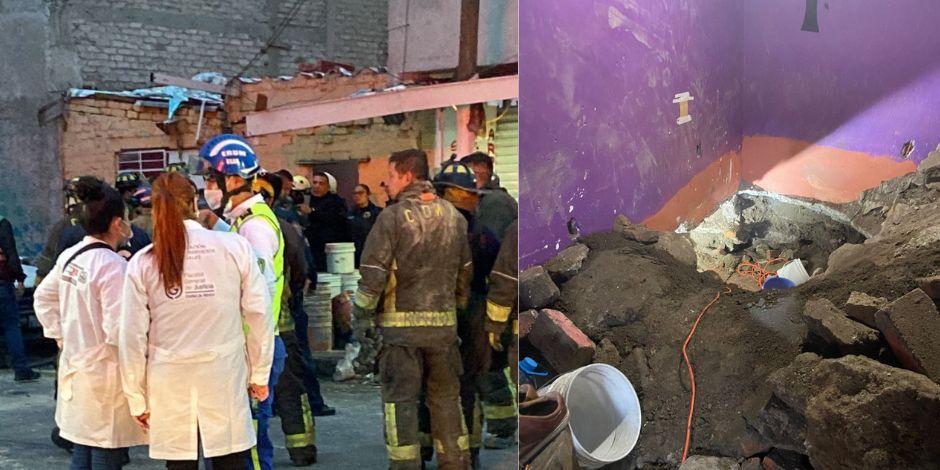 Derrumbe en casa de Azcapotzalco provoca desaparición de 3 personas.