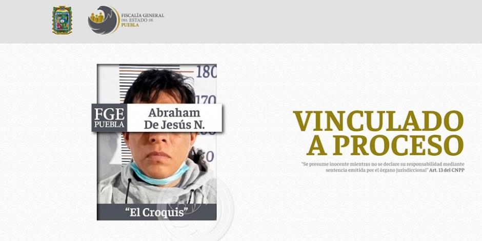 La Fiscalía de Puebla informa que "El Croquis", líder criminal en Puebla y Veracruz fue vinculado a proceso por feminicidio de su pareja sentimental