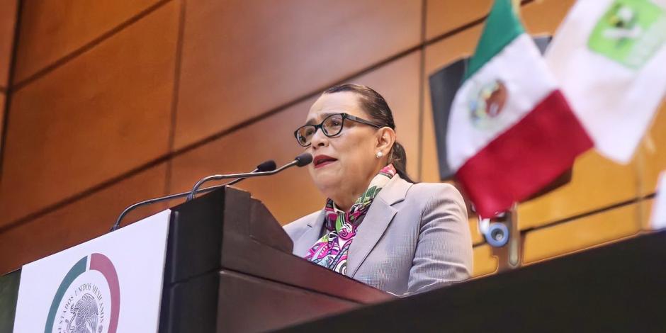 La secretaria de Seguridad y Protección Ciudadana, Rosa Icela Rodríguez, señala que incorporar la Guardia Nacional a la Sedena evitará se repitan estrategias fallidas de seguridad