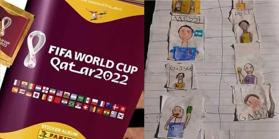Niño sin dinero para el álbum del Mundial Qatar 2002 dibuja el suyo