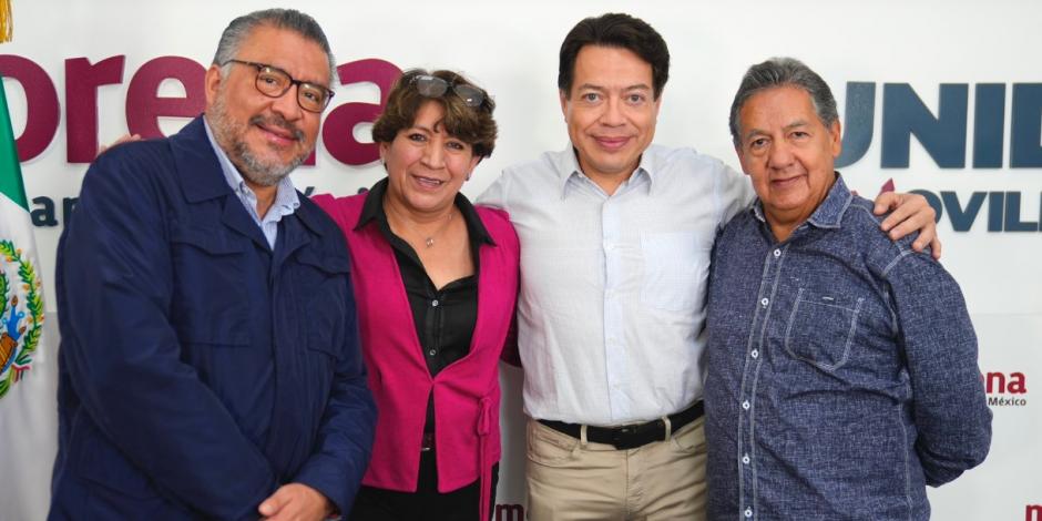 Mario Delgado (centro der.) se reunió con Horacio Duarte (izq.). Delfina Gómez (centro izq.) e Higinio Martínez (der.).