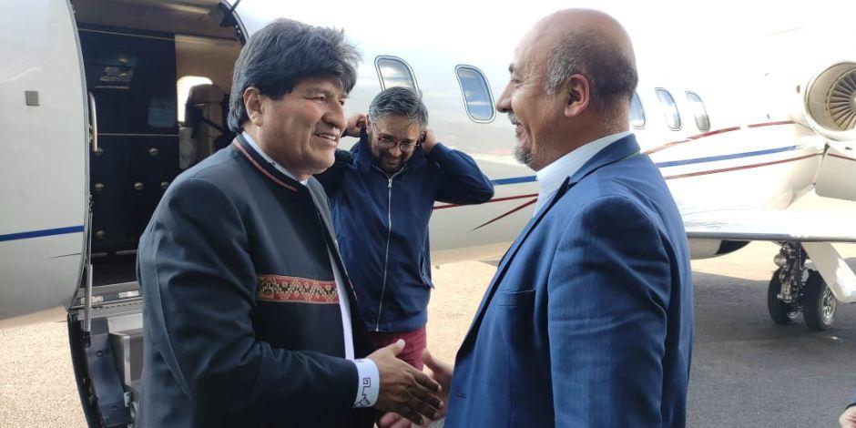 Evo Morales fue recibido por el subsecretario para América Latina y el Caribe de la SRE, Maximiliano Reyes Zúñiga,