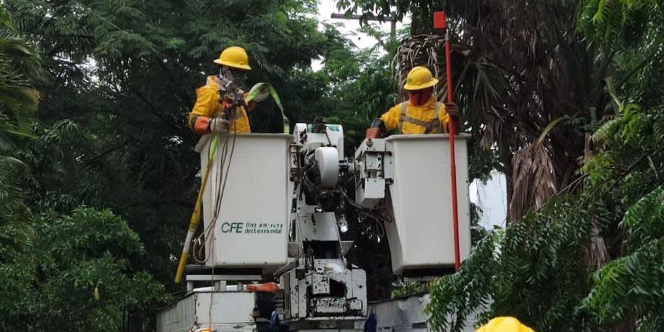 CFE restableció el suministro eléctrico a 90% de usuarios afectados por las fuertes lluvias y vientos en Sonora y Baja California.