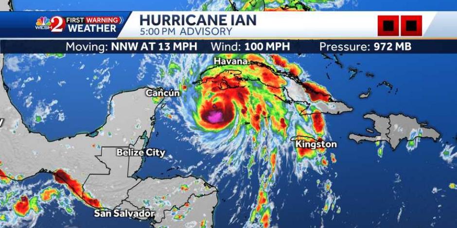 El Servicio Meteorológico Nacional (SMN) prevé huracán "Ian" se intensifique a categoría 4, la penúltima en la escala Saffir-Simpson