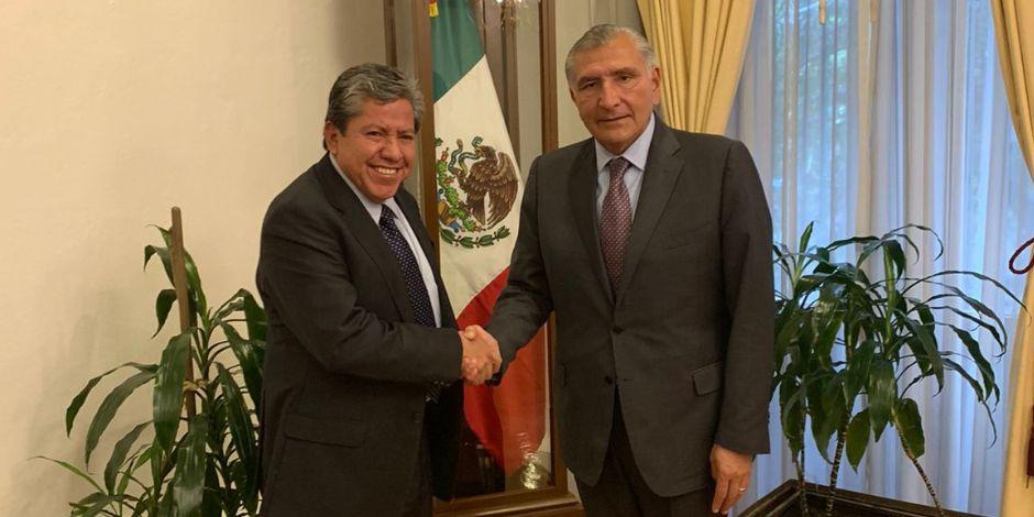 David Monreal, gobernador de Zacatecas, con Adán Augusto, secretario de Gobernación.