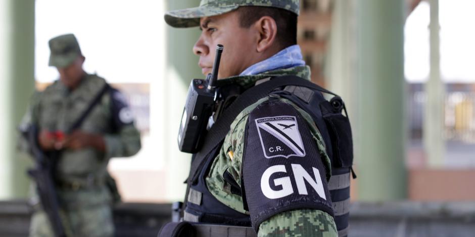 Elementos de la Guardia Nacional que pertenecen a las Fuerzas Armadas de México.