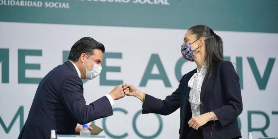 Zoé Robledo, titular del IMSS y Claudia Sheinbaum, Jefa de Gobierno de la Ciudad de México.