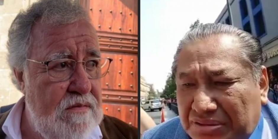 Rosendo Gómez Piedra y Alejandro Encinas a las afueras de Palacio Nacional