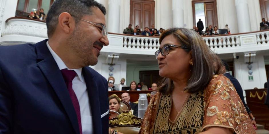 Aleida Alavez, en el IV informe de Martí Batres en el congreso de la CDMX, ayer.