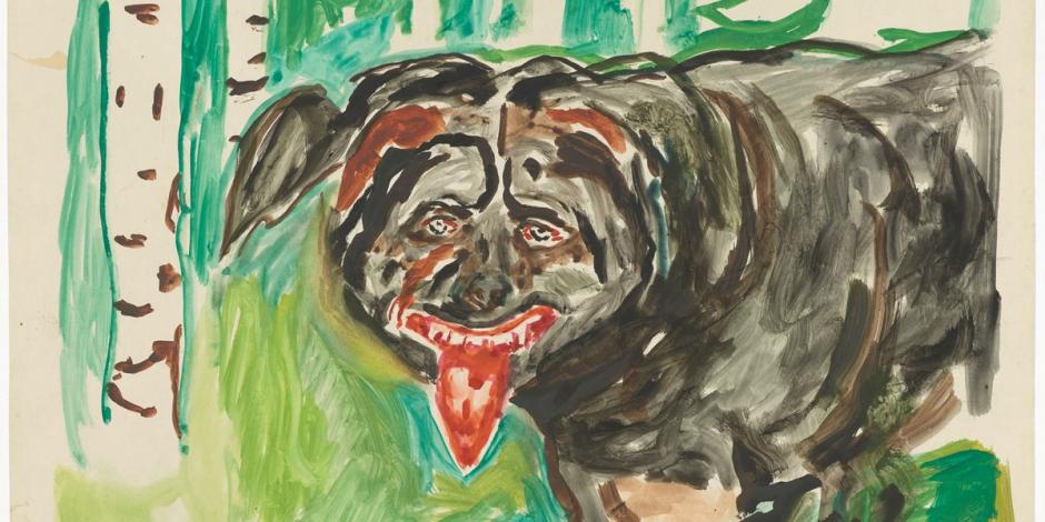 Edvard Munch, Perro enojado, acuarela, 1938-1940.