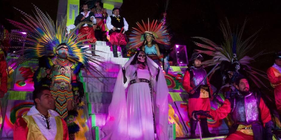 Montaje del espectáculo sobre La llorona, en Xochimilco.