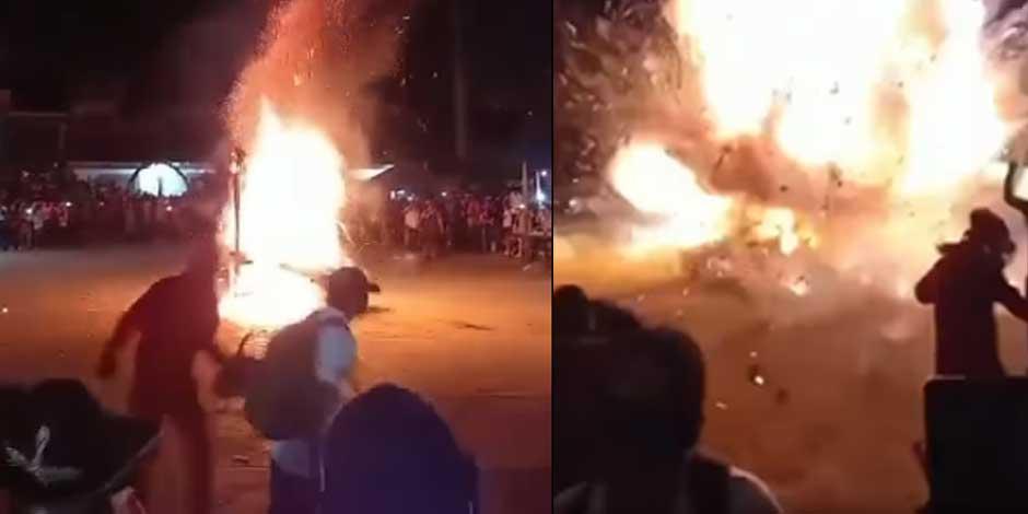 Explosión en festividad de Huejutla deja al menos 13 lesionados