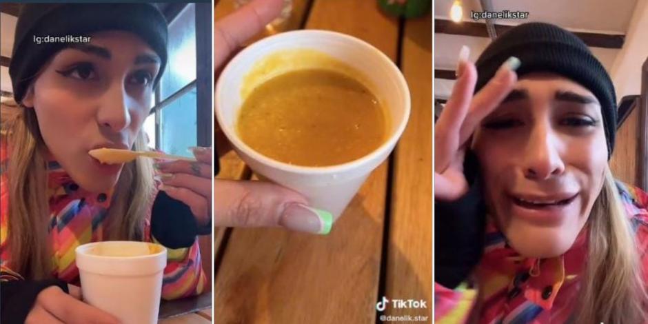 TikToker paga mil 300 pesos por una sopa en vaso de unicel (VIDEO).