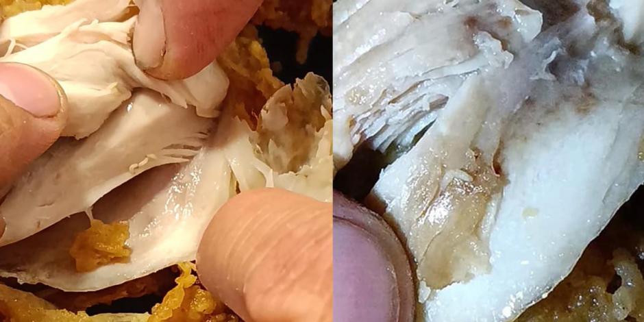 Larvas aparecieron en piezas de pollo; personal de KFC acusó a comensal de haberlas colocado ella misma.