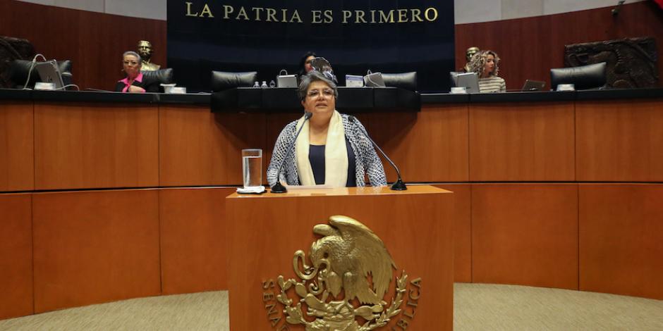 Raquel Buenrostro, titular de la Secretaría de Economía, ayer durante su comparecencia en el Senado.