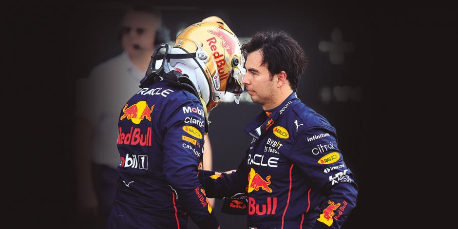 Pérez y Verstappen, al término de una carrera.