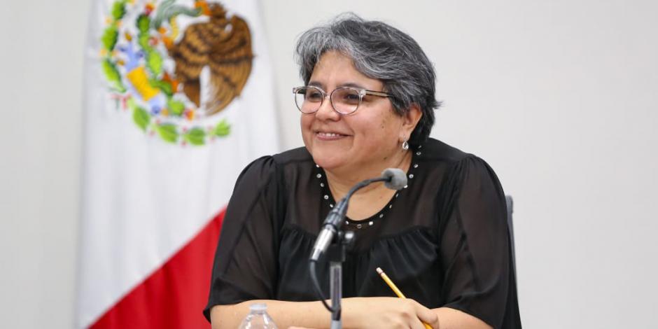 La secretaria de Economía, Raquel Buenrostro, durante la Cámara de Comercio México-Estados Unidos