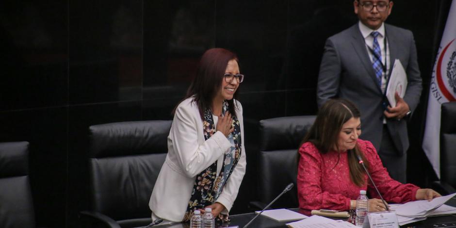 Leticia Ramírez Amaya durante su comparecencia en el Senado, ayer.