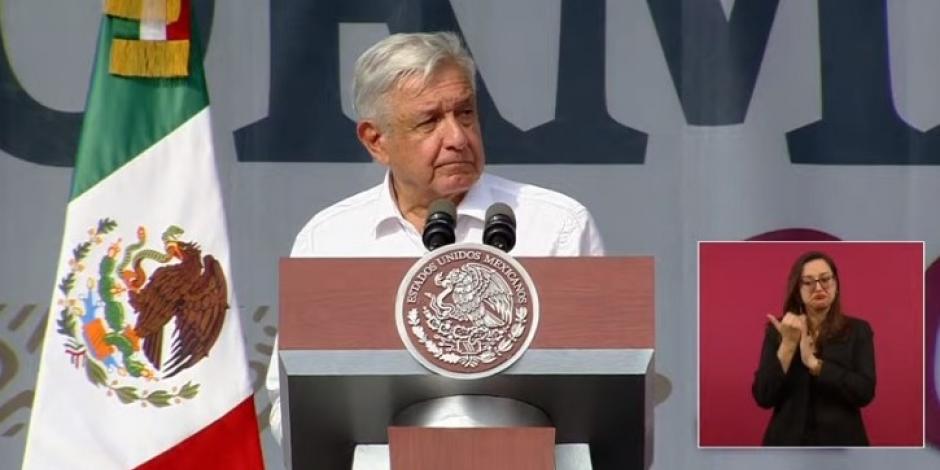 El Presidente Andrés Manuel López Obrador en el Zócalo.
