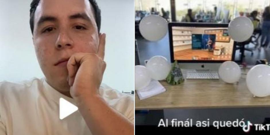 Hombre decora su escritorio porque sus compañeros olvidaron su cumpleaños (VIDEO).