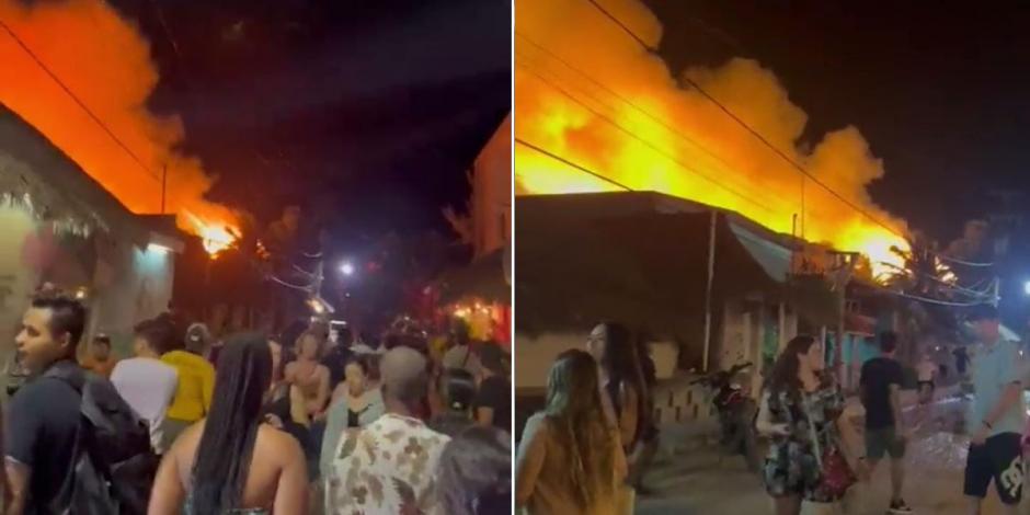 Se registra incendio en hoteles de la isla de Holbox, en Cancún.